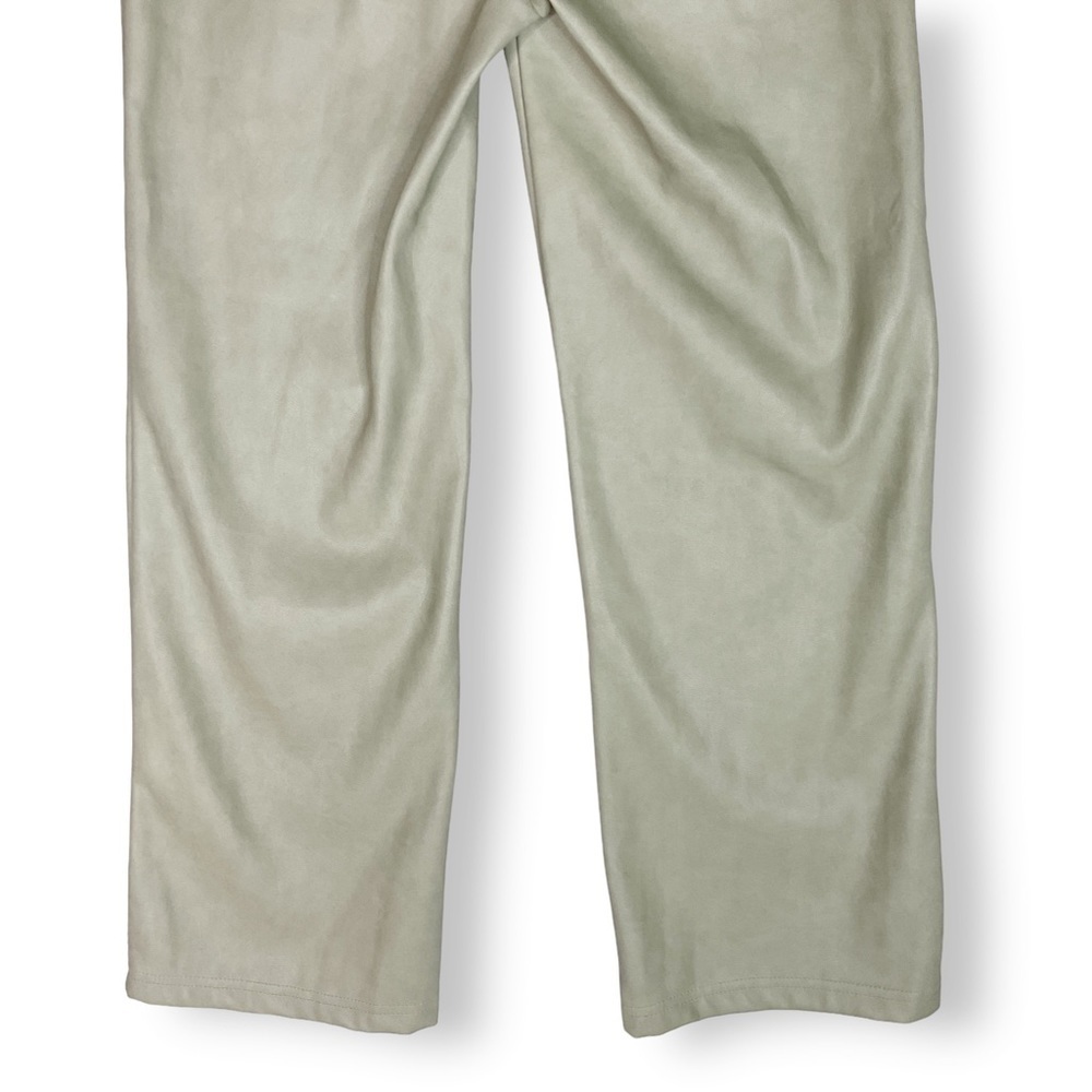 Zara Faux Leather Pants High Rise Wide Leg Ankle Crop Light Sage Sz XS - Picture 7 of 12